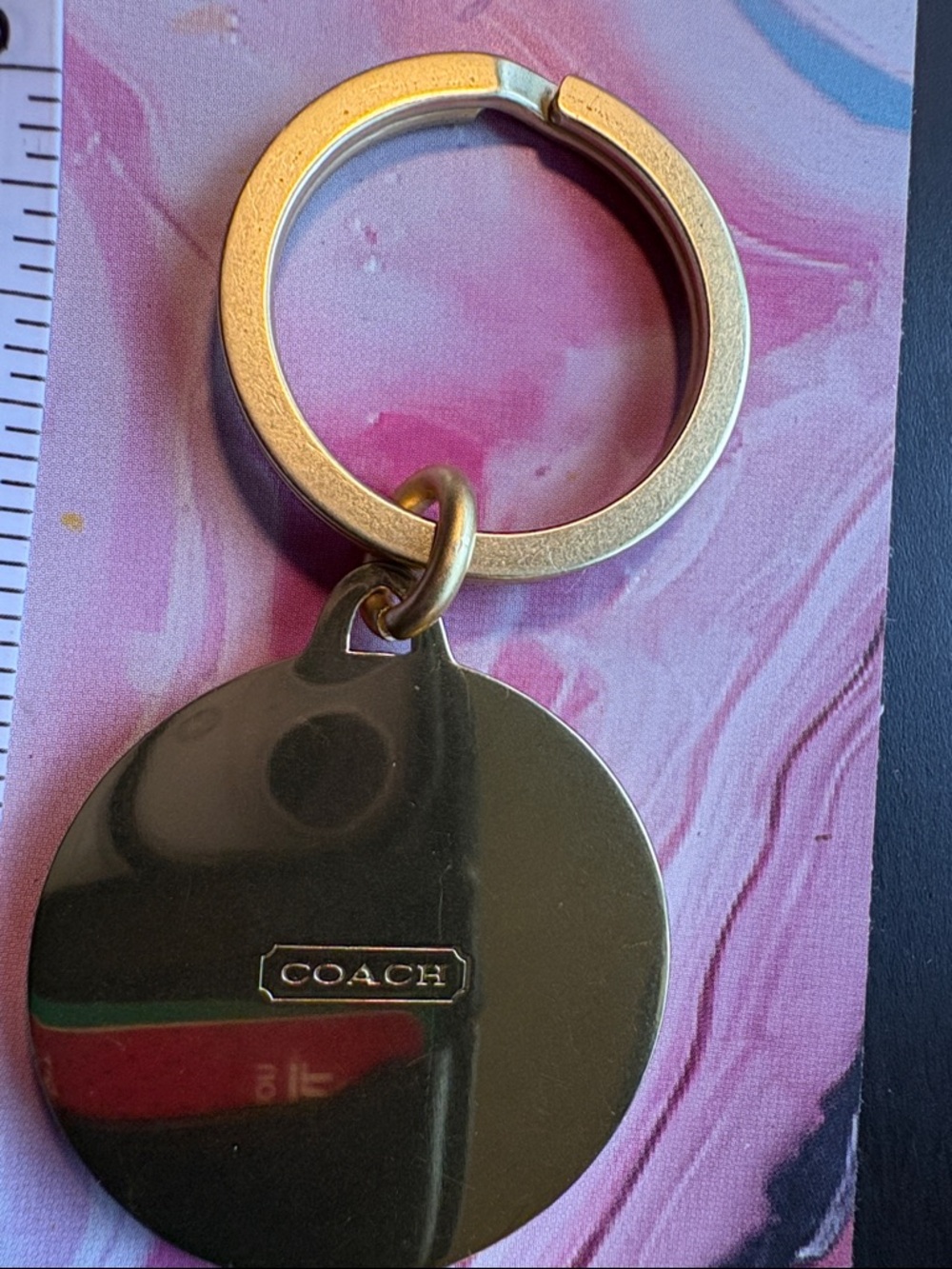 Coach Gold Logo Round Key Ring - Picture 2 of 3